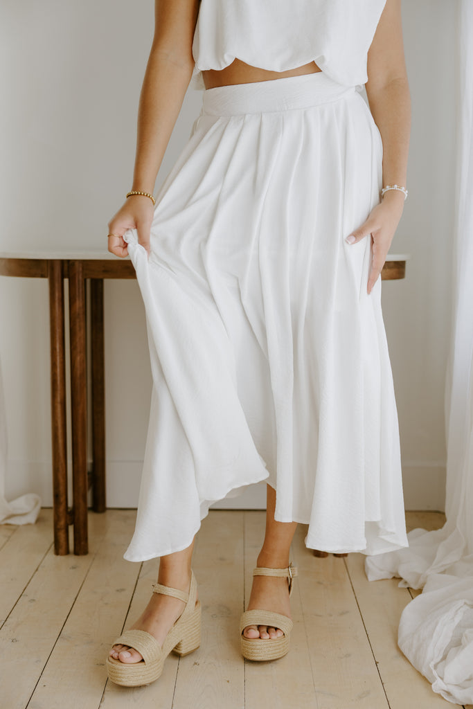 Bubble Top & Skirt Set - White