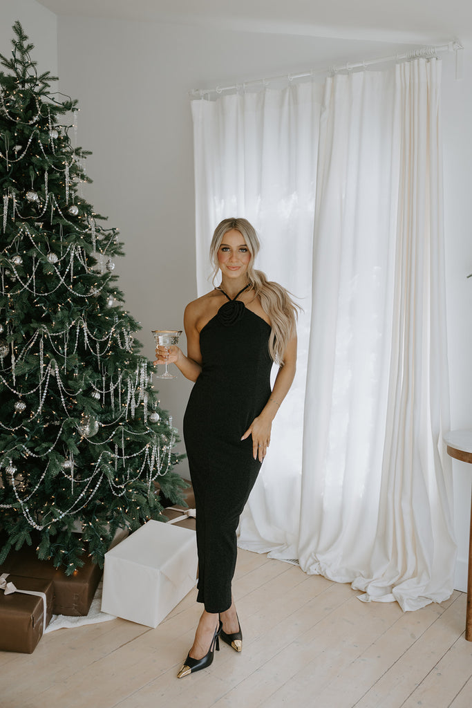 Sparkly Dress with Flower Motif