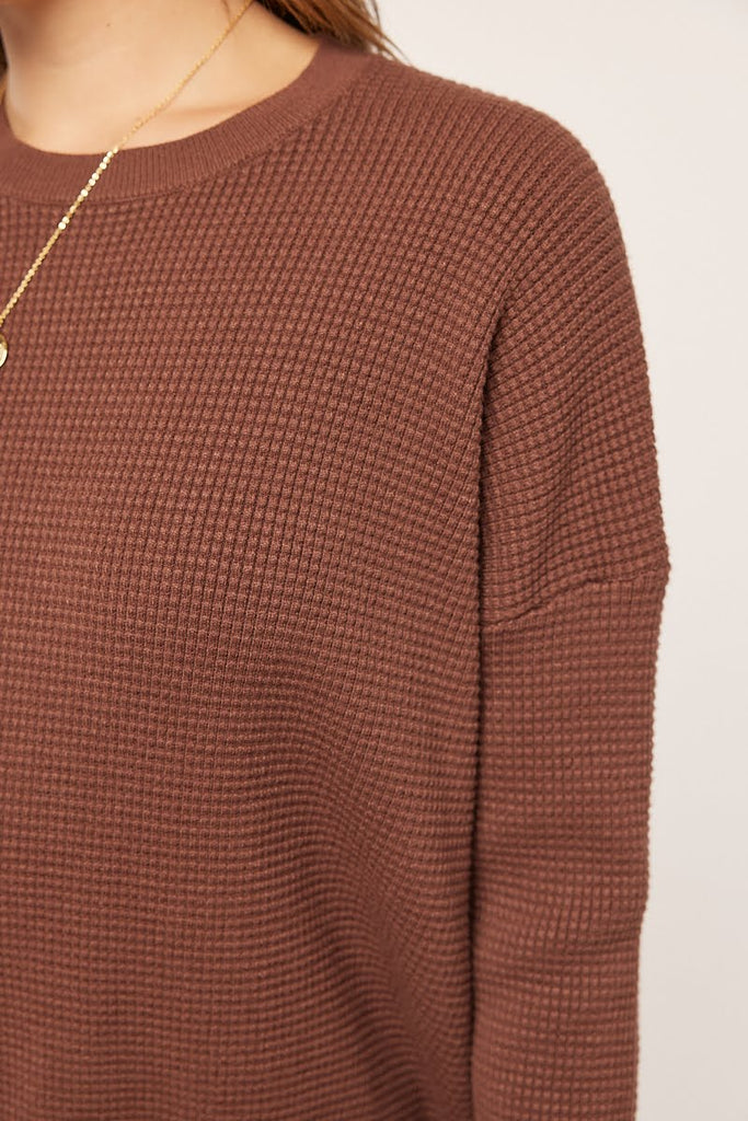 Waffle Sweater & Skirt Set - Puce