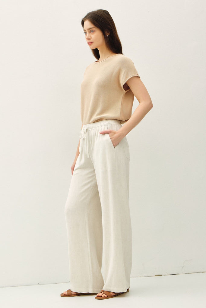 Linen Pant With Straight Leg - Oat