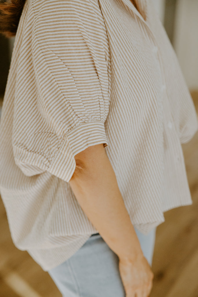 Oversized Striped Shirt - Taupe