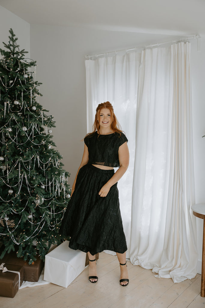 Jacquard Matching Top & Skirt Set