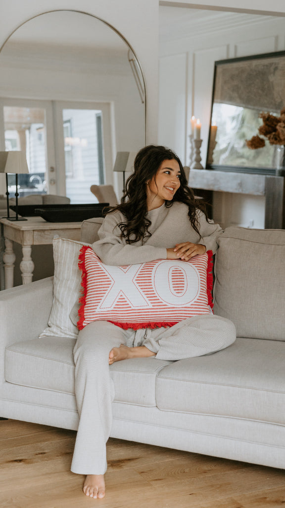 Waffle Textured Sweater & Pant Set - Oat