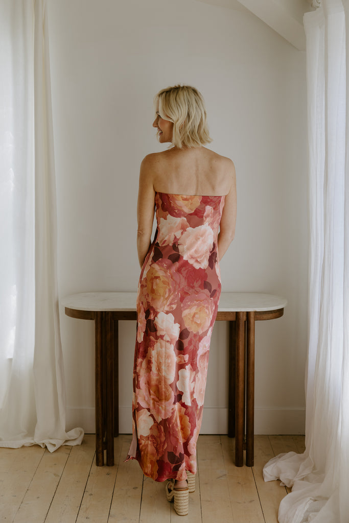 Romantic Floral Strapless Maxi