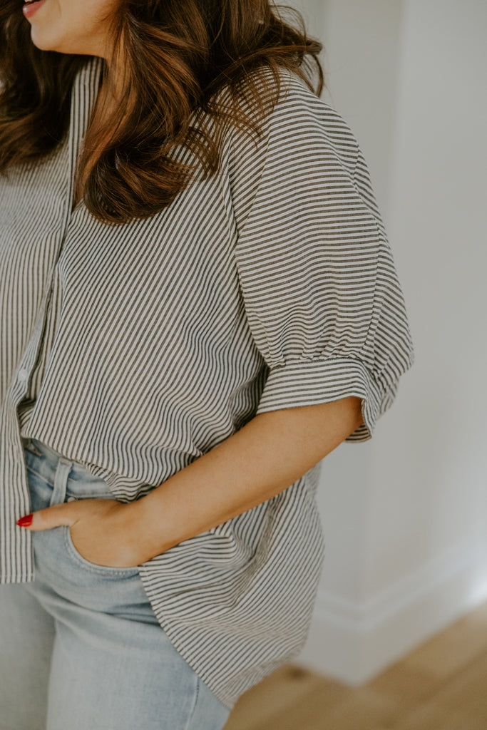Oversized Striped Shirt - Black