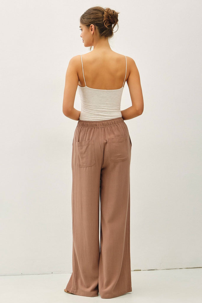 Linen Pant With Straight Leg - Cocoa