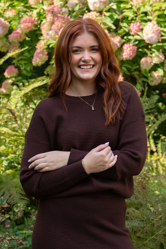 Waffle Sweater & Skirt Set - Cacao
