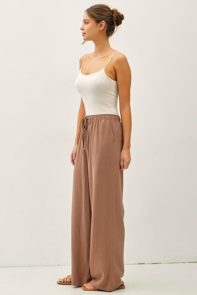 Linen Pant With Straight Leg - Cocoa