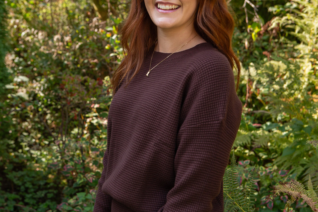 Waffle Sweater & Skirt Set - Cacao