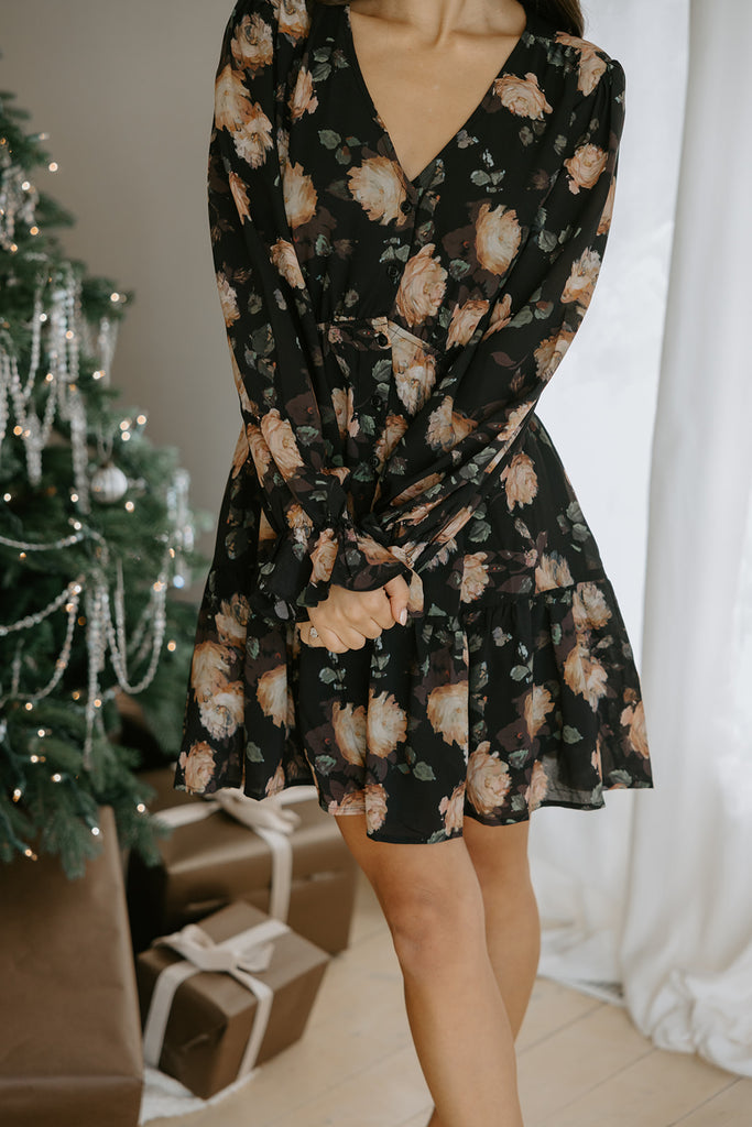 Long Sleeve Tiered Mini - Navy