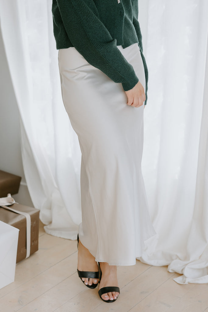 Satin Maxi Skirt - Cream