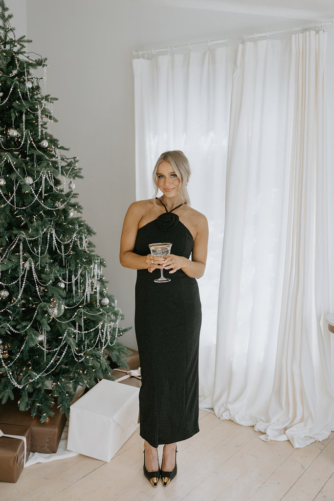 Sparkly Dress with Flower Motif