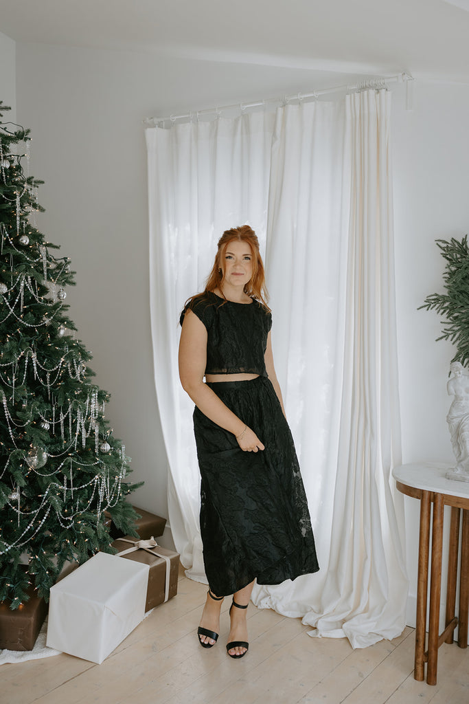 Jacquard Matching Top & Skirt Set