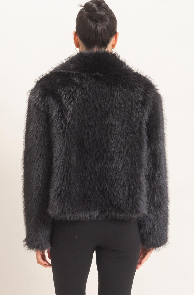 The Elevated Classic Faux Fur Jacket - Black