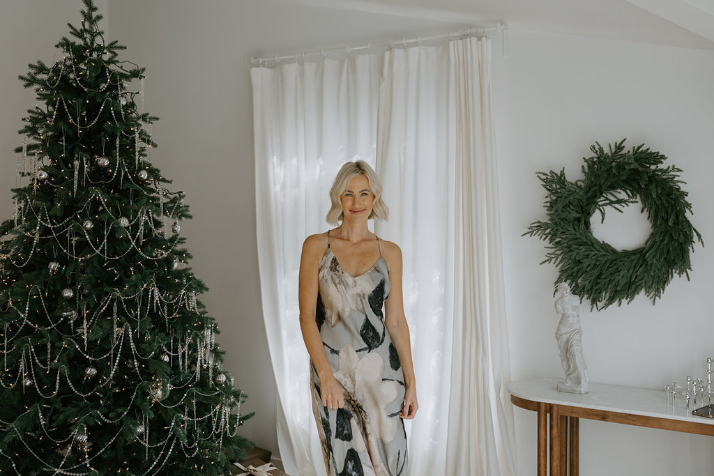 Satin Cross Back Dress - Silver