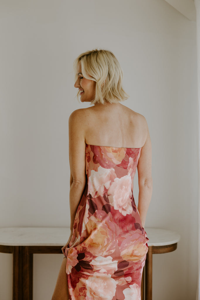 Romantic Floral Strapless Maxi