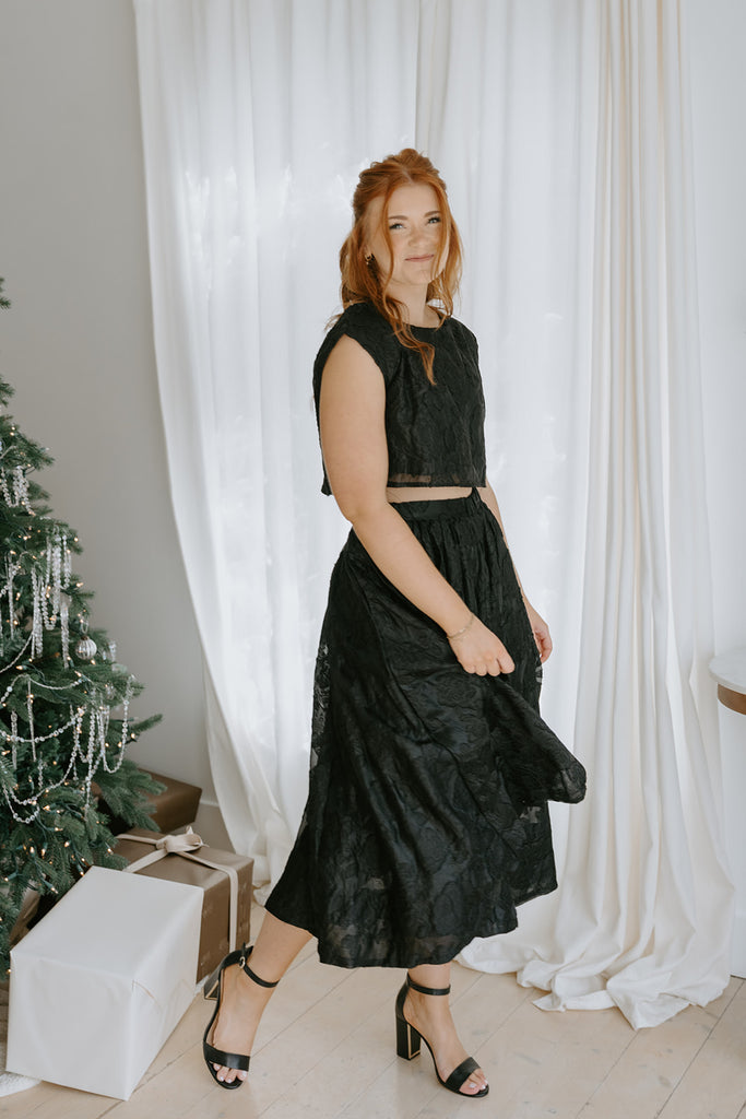 Jacquard Matching Top & Skirt Set