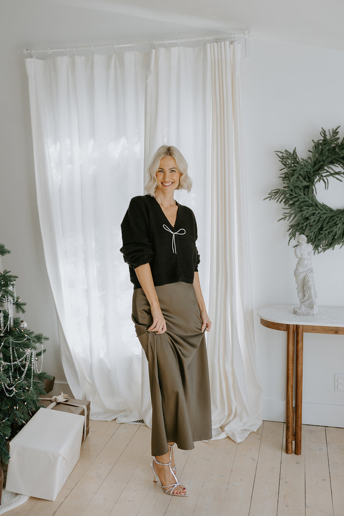 Satin Maxi Skirt - Olive