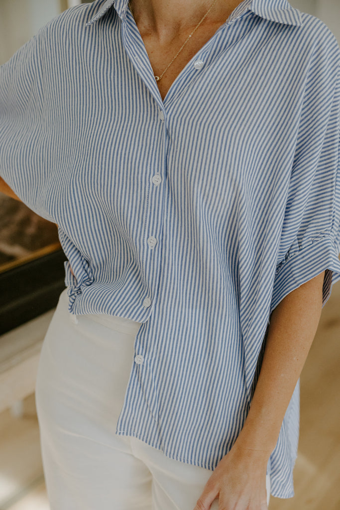 Oversized Striped Shirt - Blue