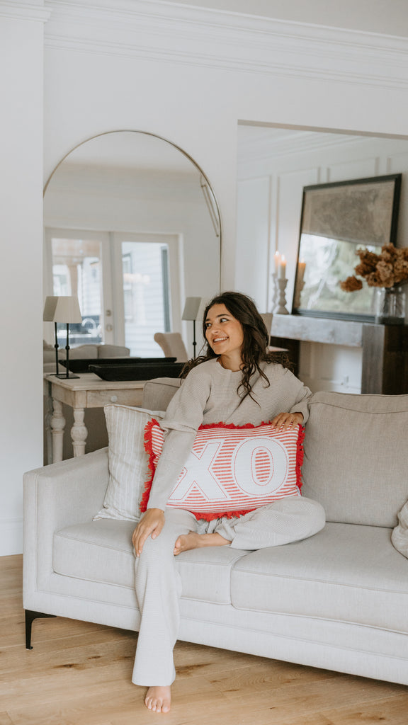 Waffle Textured Sweater & Pant Set - Oat