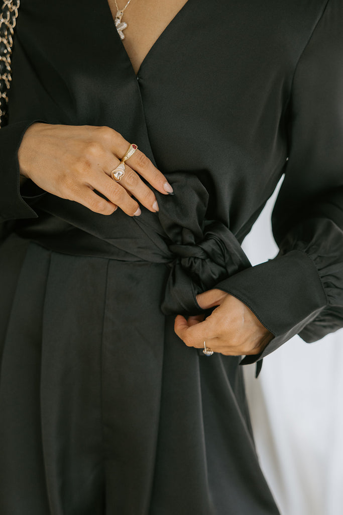 Bell Sleeve Front Tie Romper