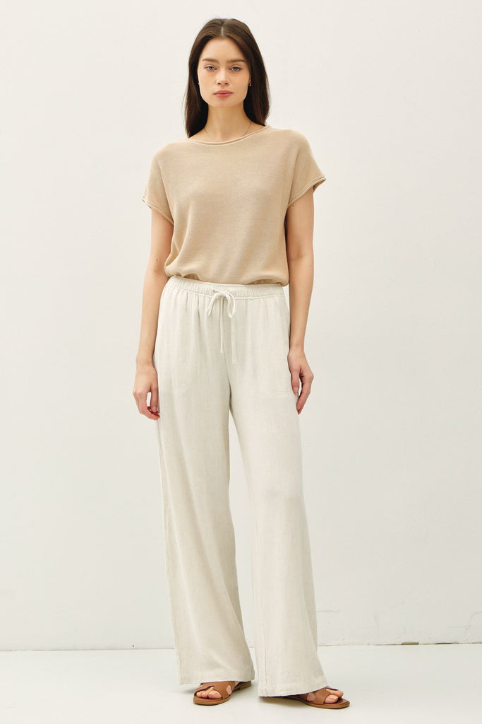 Linen Pant With Straight Leg - Oat