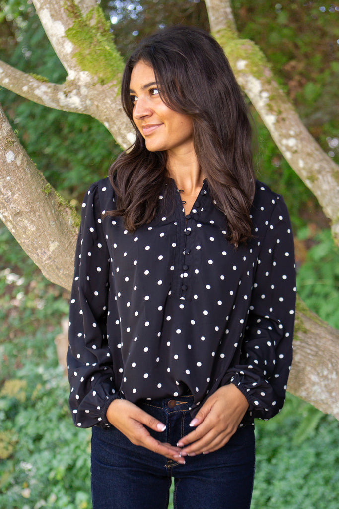 Polka Dot Blouse - Black