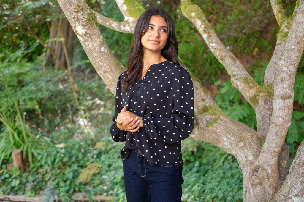 Polka Dot Blouse - Black