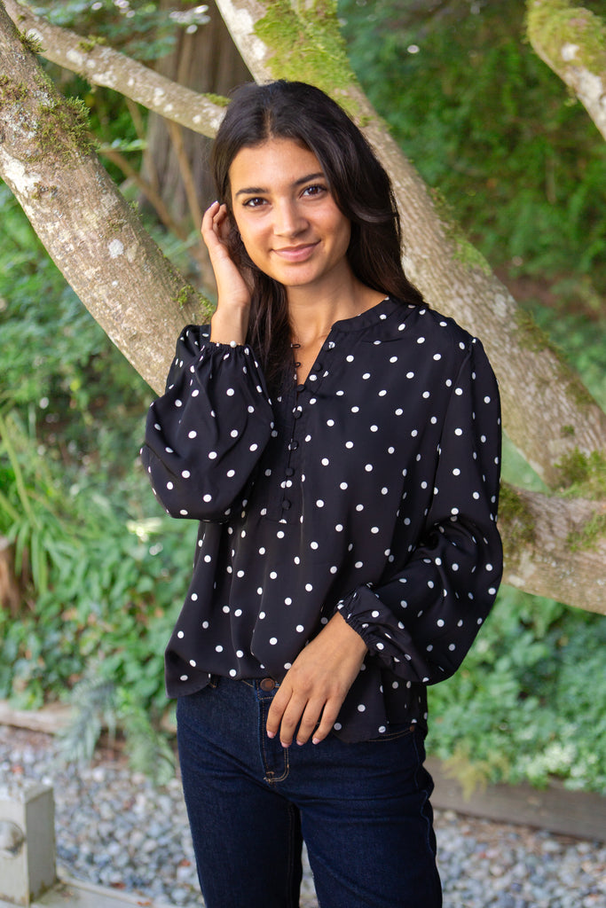 Polka Dot Blouse - Black
