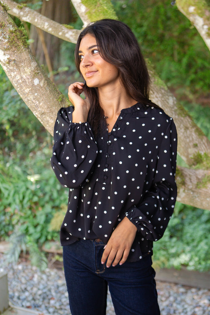 Polka Dot Blouse - Black