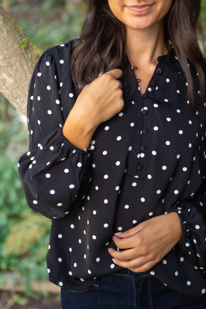 Polka Dot Blouse - Black
