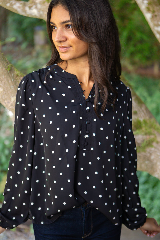 Polka Dot Blouse - Black