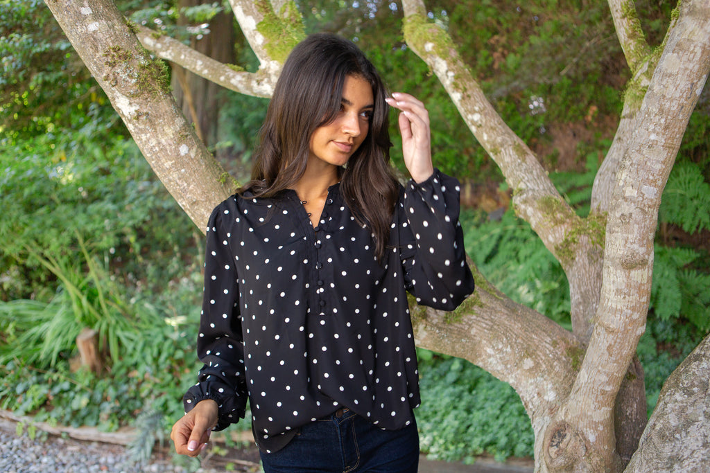 Polka Dot Blouse - Black