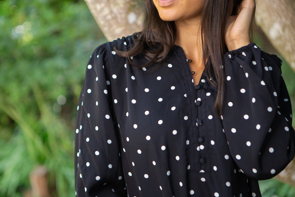 Polka Dot Blouse - Black