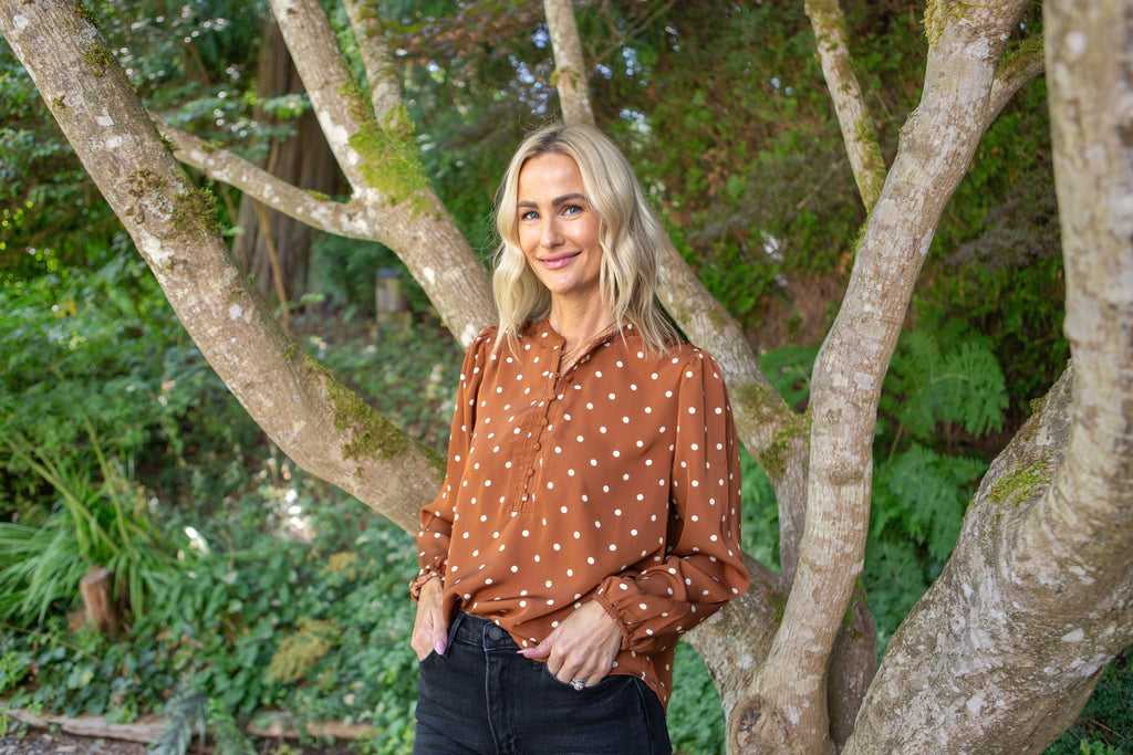 Polka Dot Blouse - Cognac