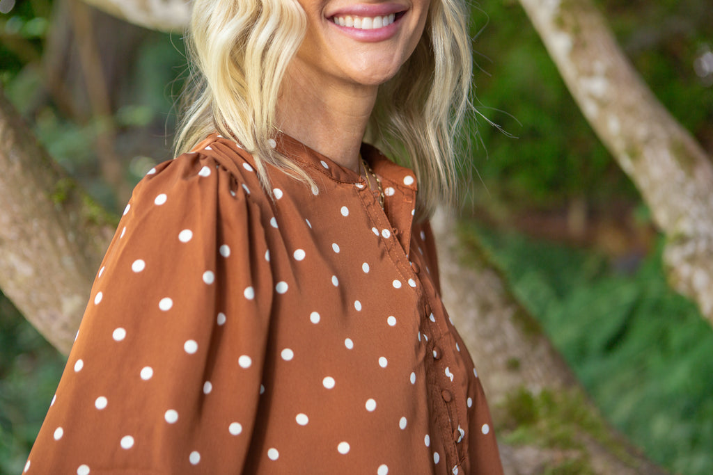 Polka Dot Blouse - Cognac