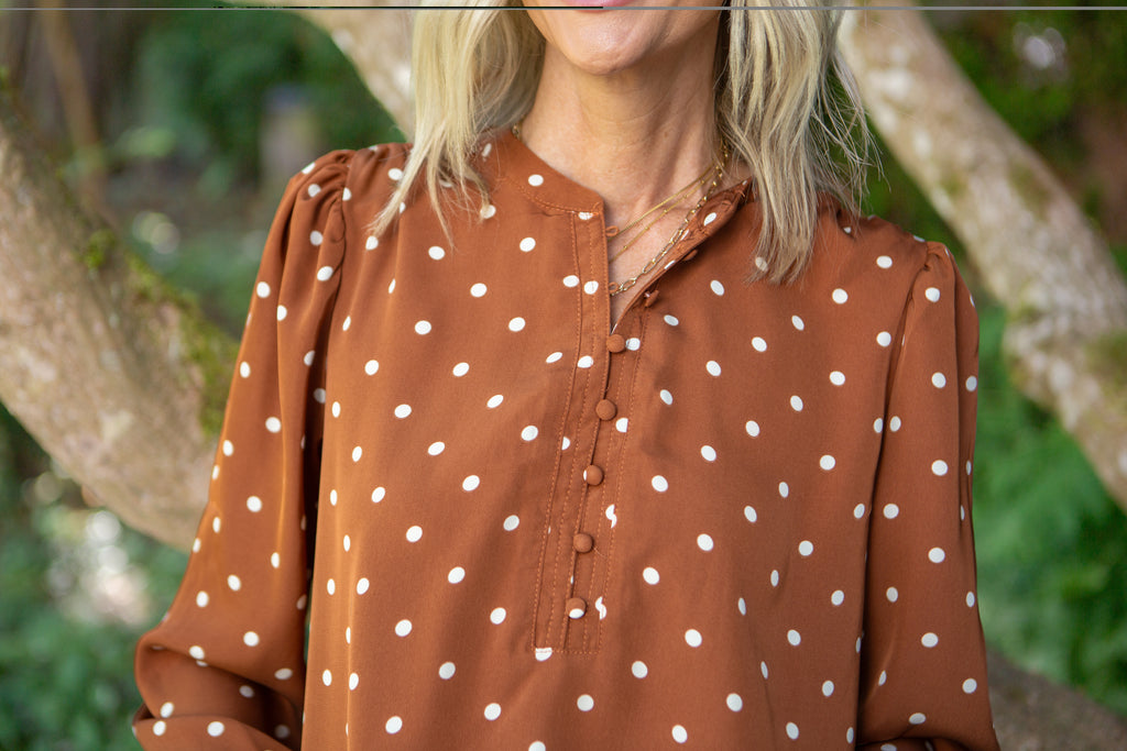 Polka Dot Blouse - Cognac