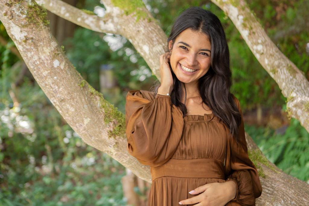 Square Neck Dress With Smocking - Copper