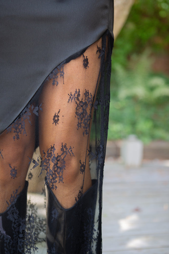 Asymmetrical Lace Skirt - Black