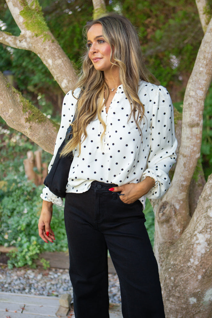 Polka Dot Blouse - Champagne