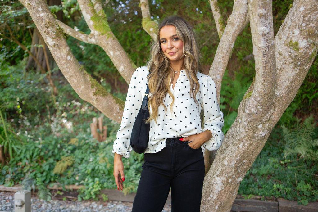 Polka Dot Blouse - Champagne