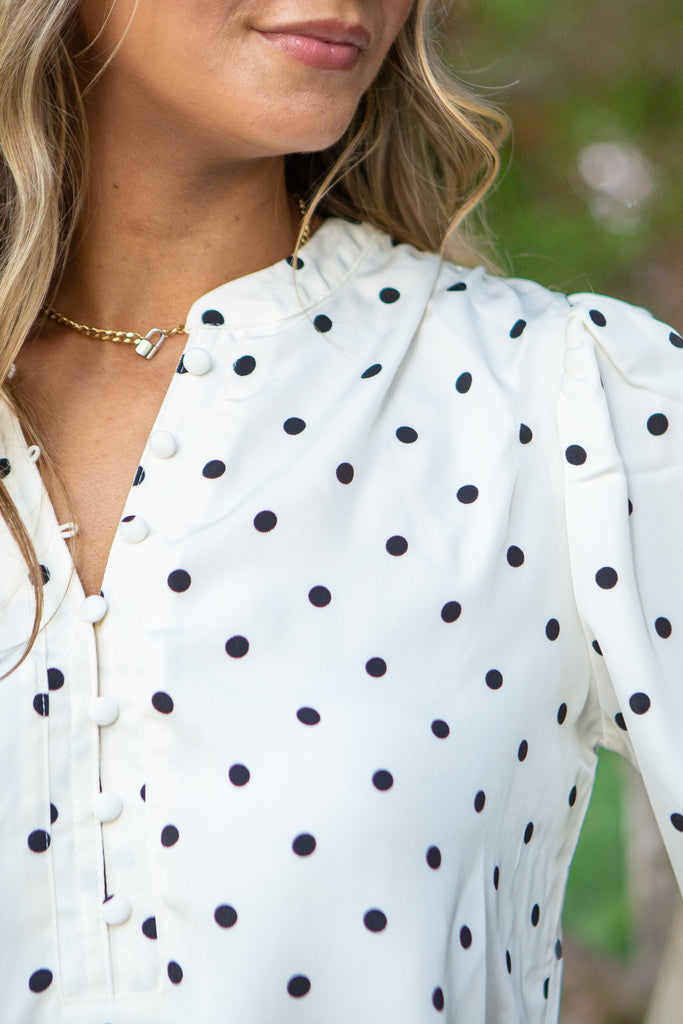 Polka Dot Blouse - Champagne