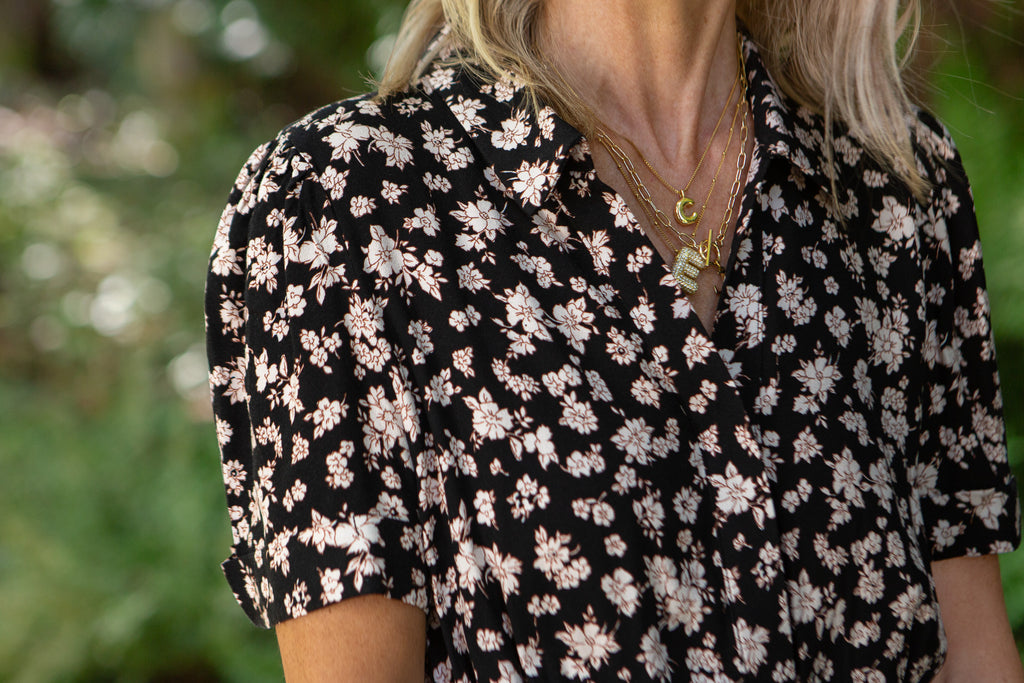 Short Sleeve Button Up Floral Shirt Dress