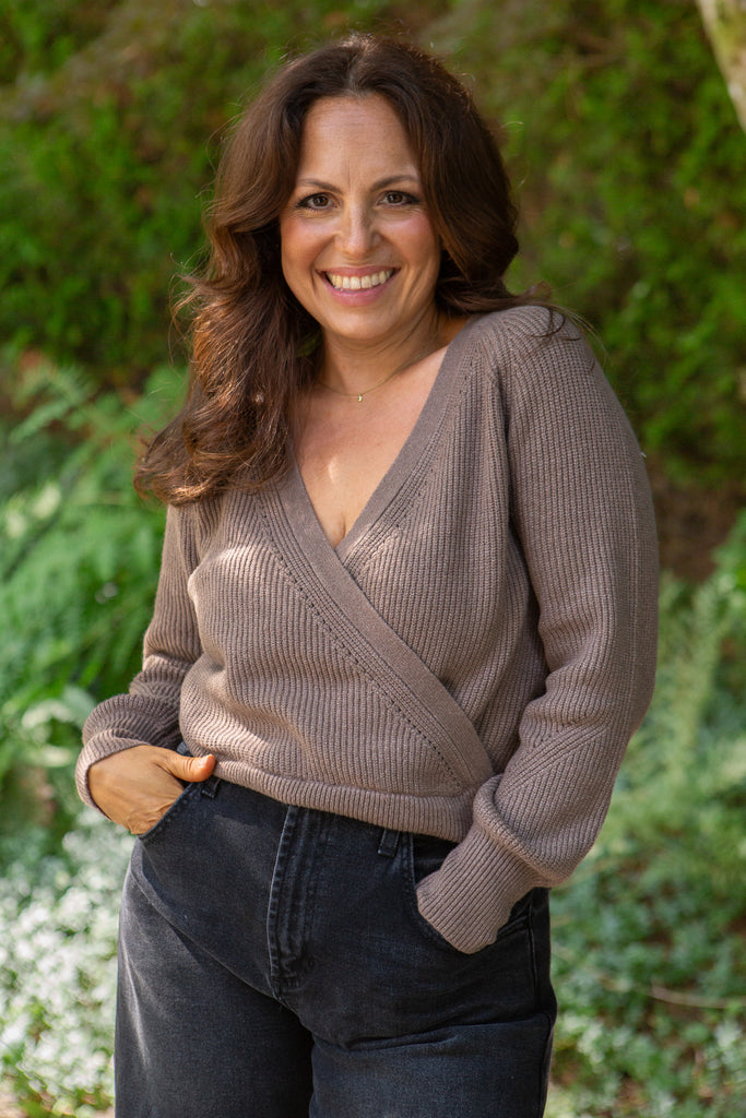 Faux Wrap Sweater - Mousse