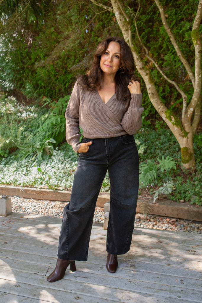 Faux Wrap Sweater - Mousse