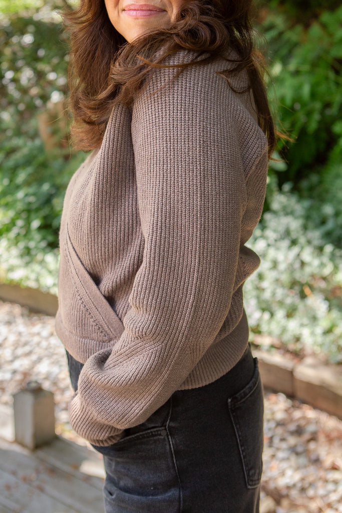 Faux Wrap Sweater - Mousse