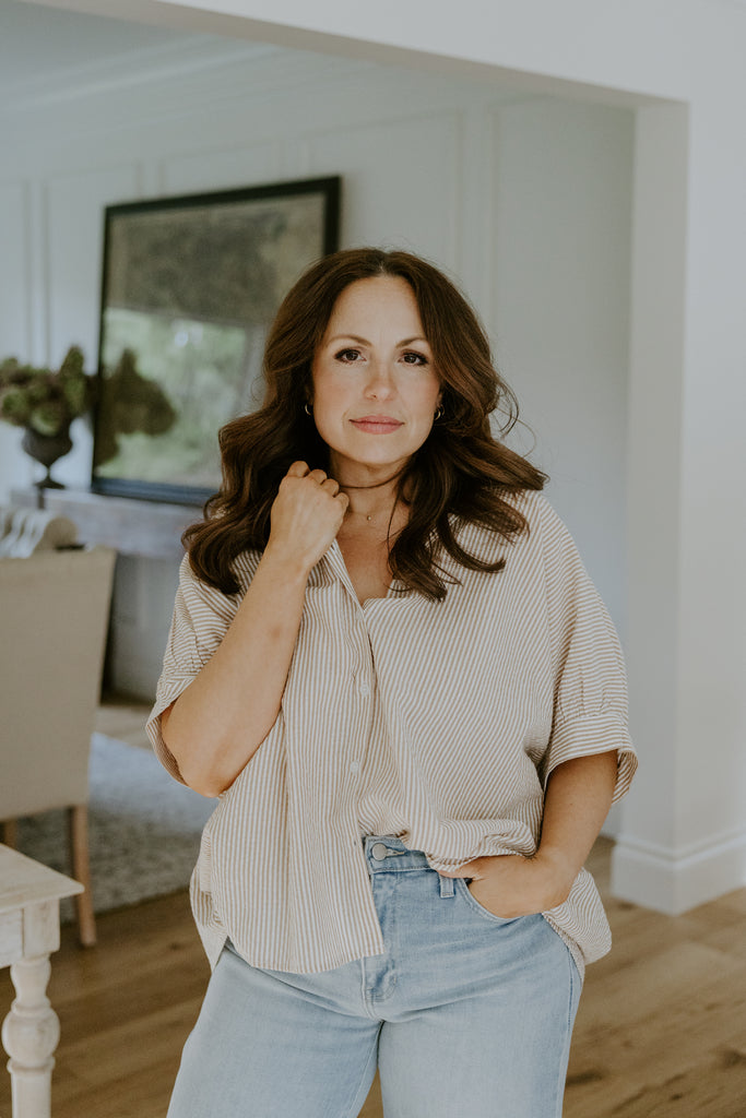 Oversized Striped Shirt - Taupe