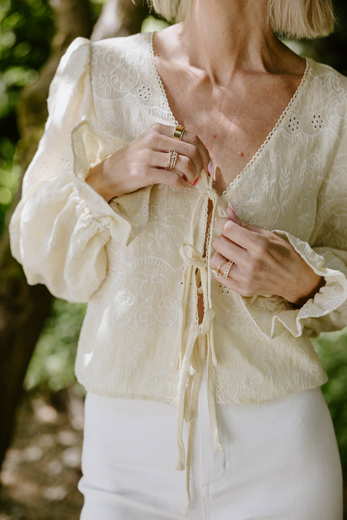 Embroidered Long Sleeve Shirt - Yellow