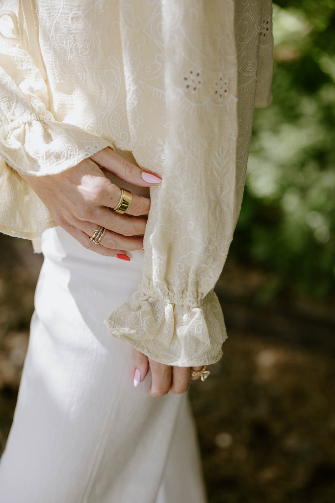 Embroidered Long Sleeve Shirt - Yellow
