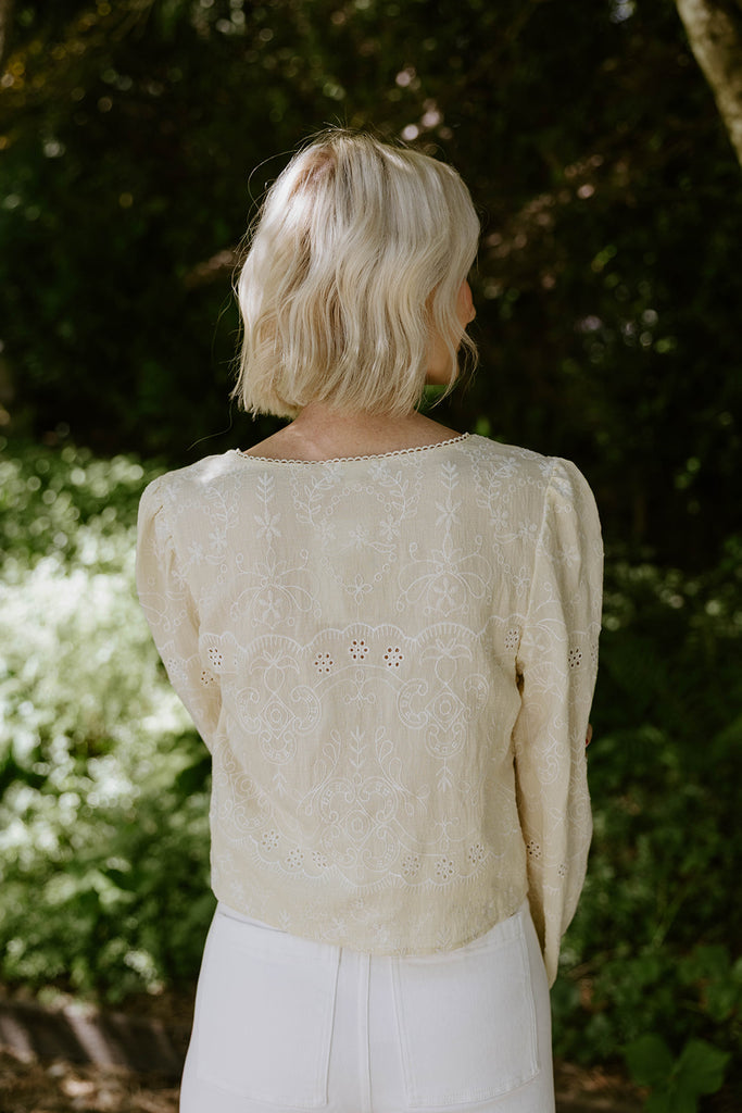 Embroidered Long Sleeve Shirt - Yellow